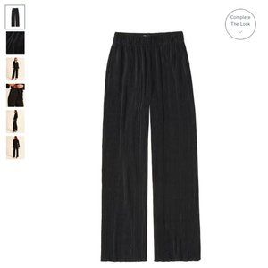 Elevated Plisse Wide Leg Pant, Black A&F Large